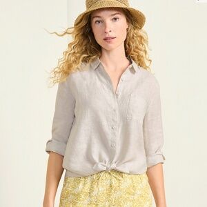 Garnet Hill Easy Linen Button Down Shirt in Sand